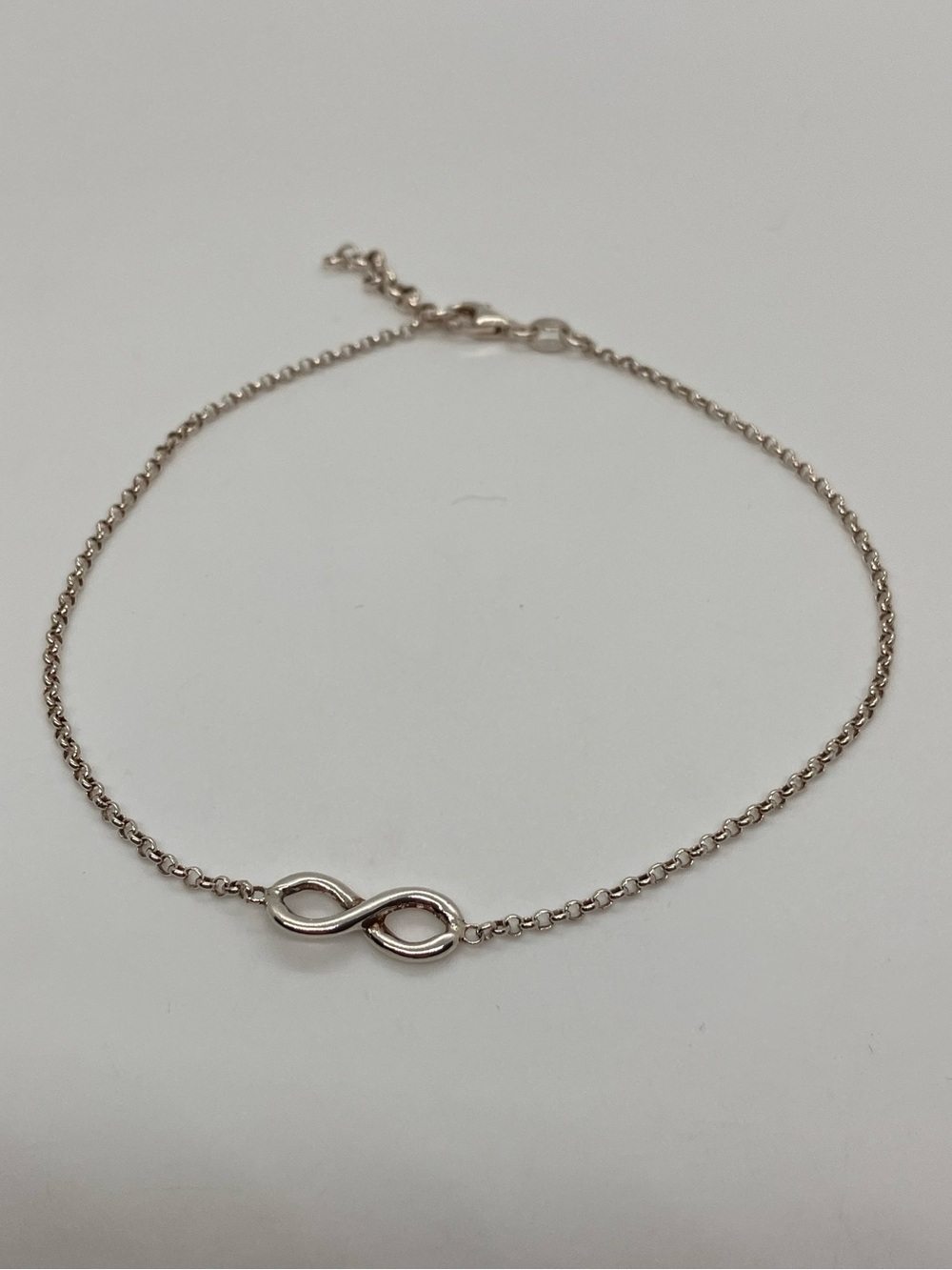MHJ 925 Sterling Silver Infinity Symbol Anklet Adjustable | 9.6” - 10.6”